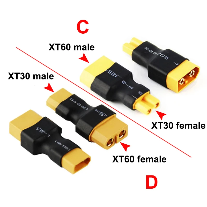1 Uds. Adaptador de conector XT60 a XT30 enchufe macho/hembra 10CM 16AWG Cable de silicona para RC FPV Quadcopter CineLog35 piezas de drones - imagen 3