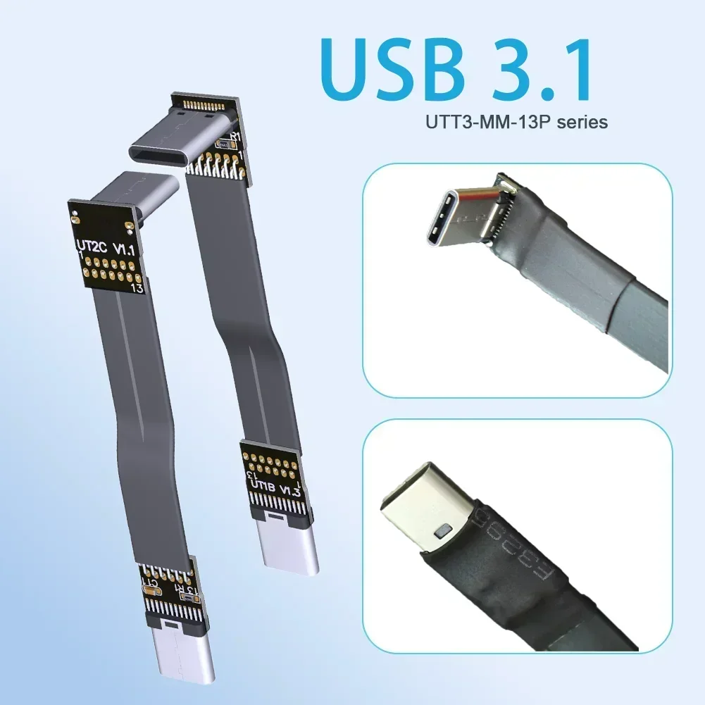 Cable USB-C FFC Extensión 10Gbps Plegable 90° para FPV