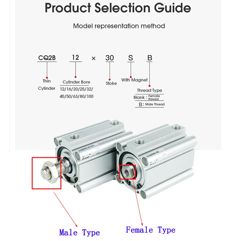 Marca AFR CDQ2B Cilindro compacto Cilindro fino de doble efecto CDQ2A12 CDQ2A16 CDQ2B12 CDQ2B16 CQ2A12 CQ2A16 CQ2B12 CQ2B16 - imagen 4