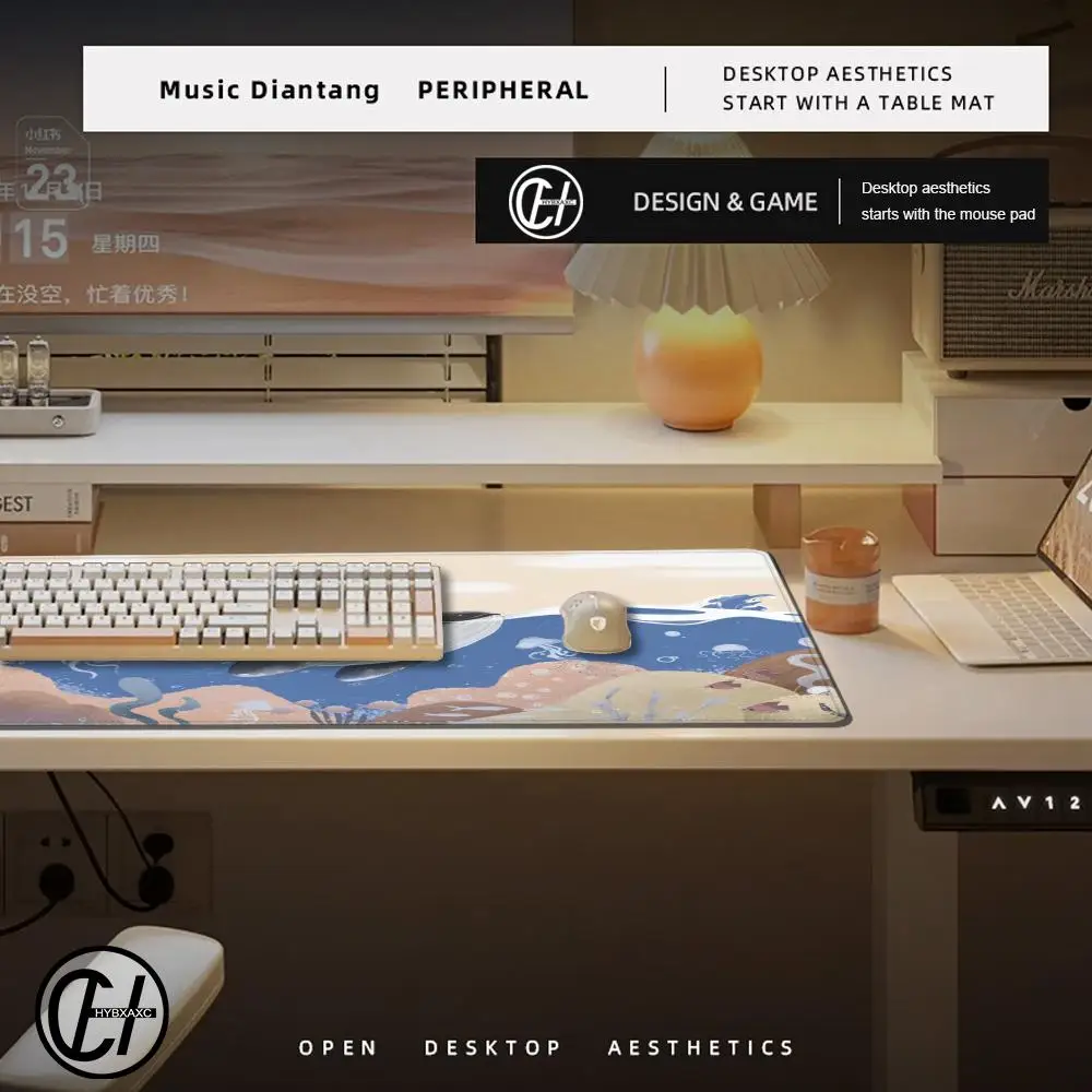 Alfombrilla de ratón de ballenas marinas, accesorios grandes para juegos, alfombrilla para teclado, ilustraciones artísticas, alfombrilla para ratón Xxl Pc Gamer, alfombrillas de escritorio de 40x90 - imagen 4