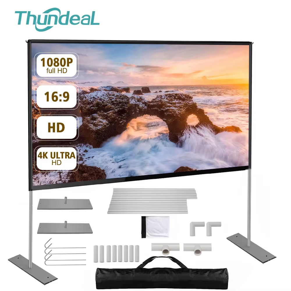 Pantalla Proyector Portátil 120 Pulgadas - Tela 4K 3D con Soporte - imagen 4