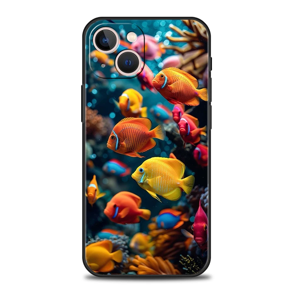 Luxury TPU Soft Phone Case For iPhone 17 Air 16E 16 11 15 14 Pro MAX 12 13 7 8 Plus X XR XS SE 2022 Cover Cartoon Cute Fish - imagen 2