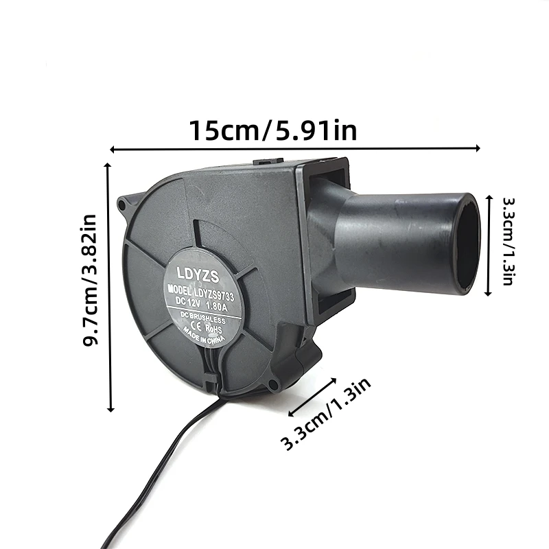 Pequeño ventilador de barbacoa doméstico 9733 soplador de alto volumen de aire de 12V a 100V-240V, ventilador de velocidad ajustable de turbina centrífuga - imagen 3