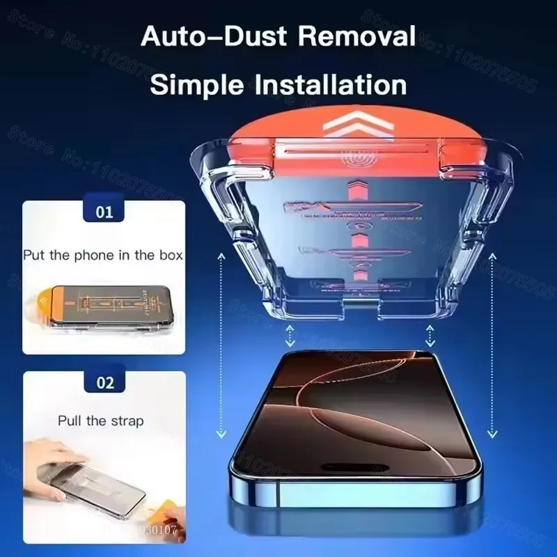 Vidrio Templado Ultra HD sin polvo para IPhone 17 16 15 Pro Max 11 12 13 Pro 14 15 Plus XR XS Protector de pantalla de fácil instalación - imagen 3