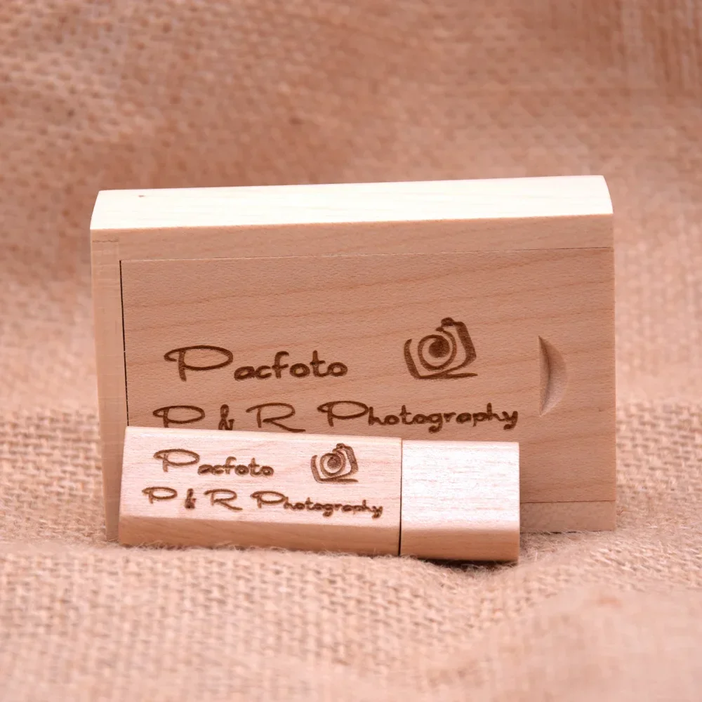 10 Uds por lote logotipo gratis USB 2,0 de madera unidad flash usb de madera pendrive 4GB 8GB 16GB 32GB 64GB memoria Stick al por mayor para boda - imagen 3