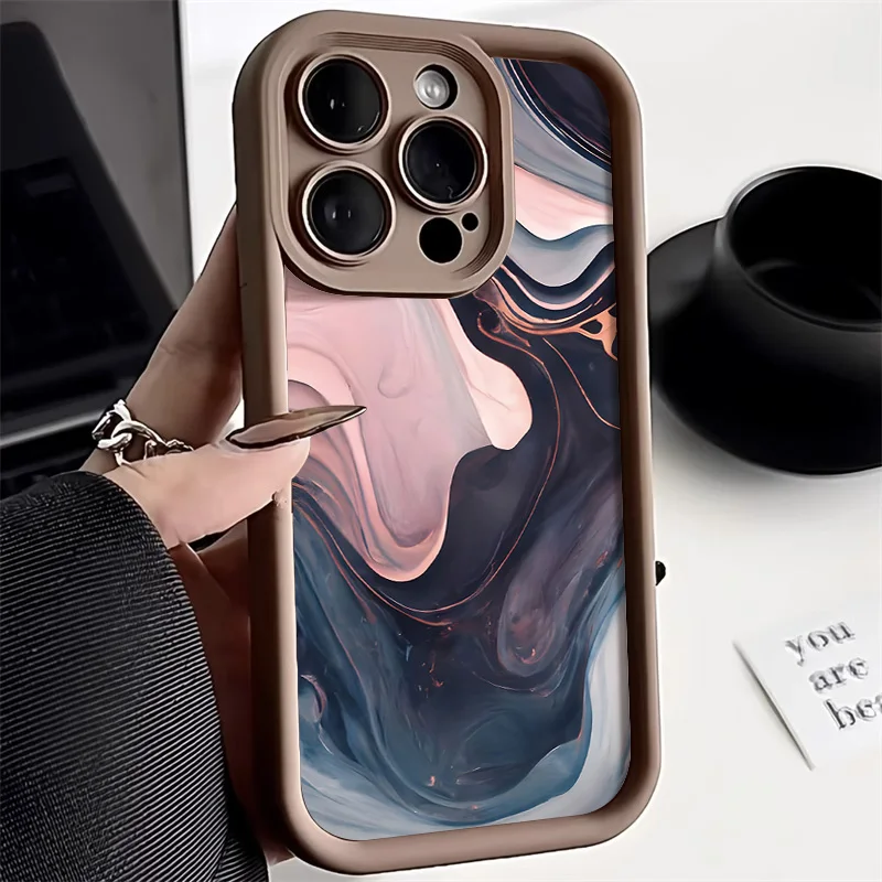 Funda de teléfono de piedra de mármol de silicona líquida para iPhone 15 11 13 14 12 Pro Max XR X XS 7 8 Plus SE 13pro 15pro Funda de Color sólido