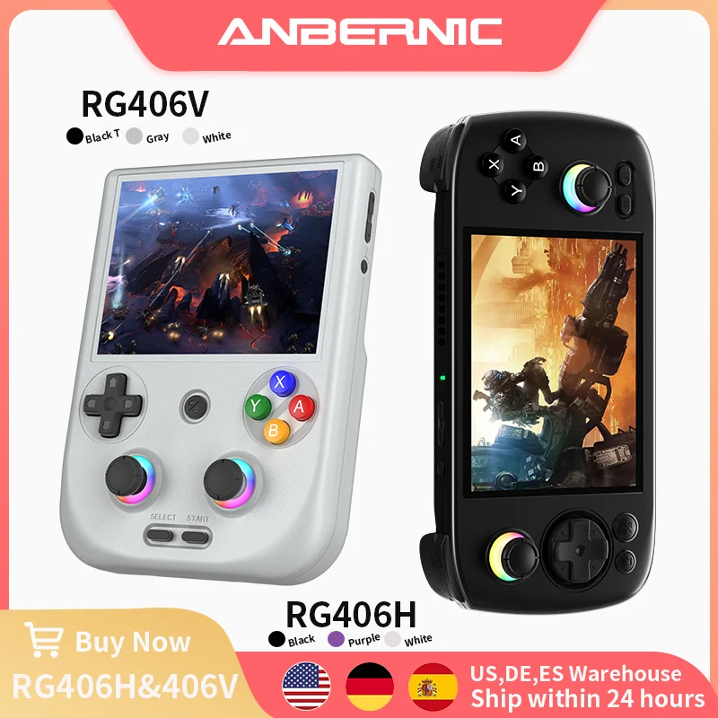 Consola de juegos portátil Anbernic RG406H y RG406V, pantalla multitáctil IPS de 4 ", reproductores de videojuegos Android compatibles con salida WIFI 1080p DP