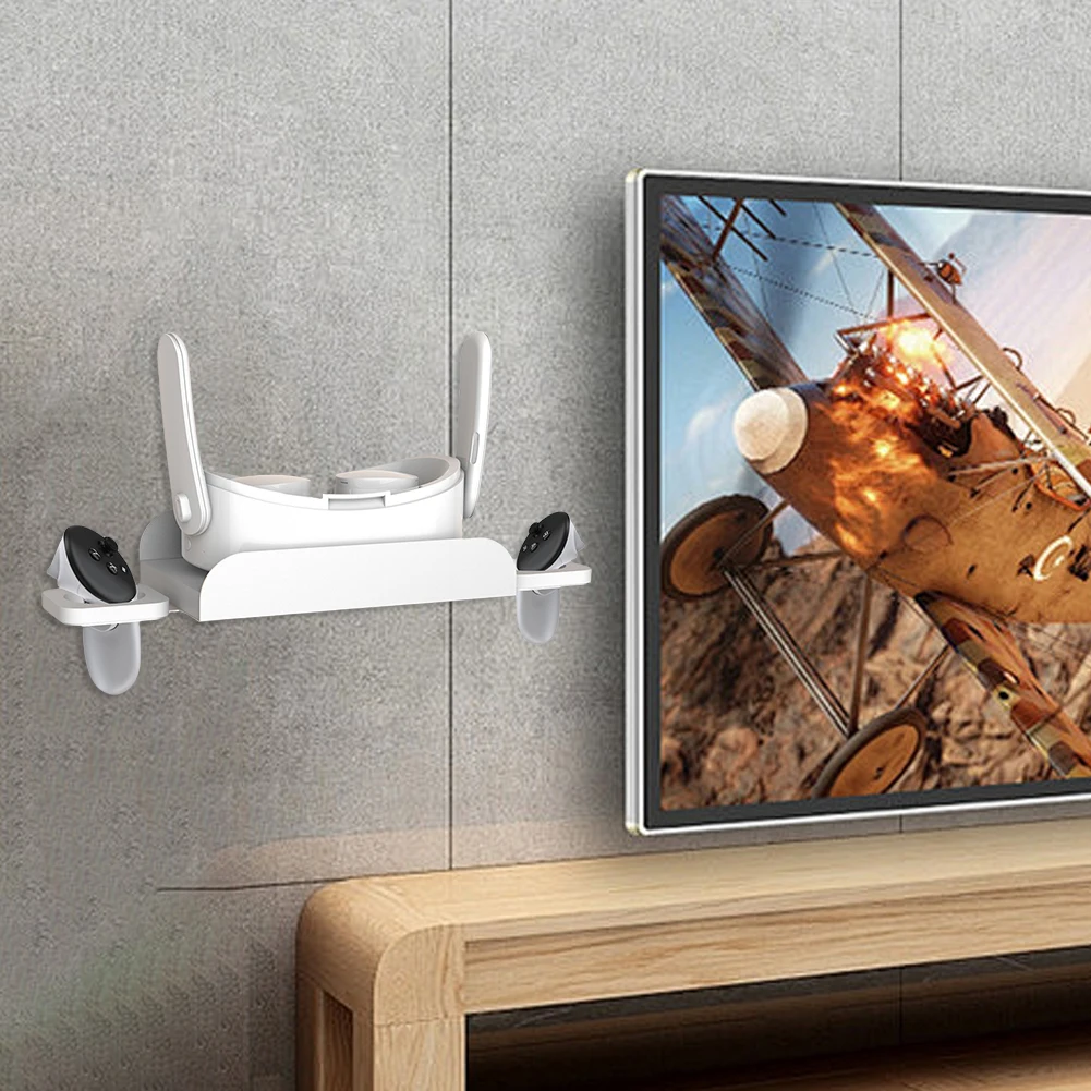 Soporte VR estable de acero para montaje en pared VR, 2 vías de almacenamiento, auriculares y controladores, soporte de escritorio, ahorro de espacio para Meta Quest 3S/Quest 3 - imagen 3