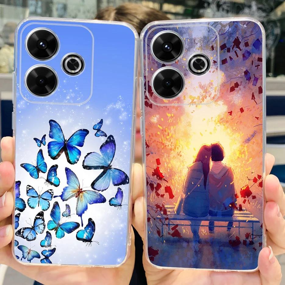 Para Xiaomi Poco M6 Pro 5G funda lindo gato mariposa cubierta pintada funda de teléfono de silicona suave para Xiaomi Poco M6 Pro PocoM6 4G parachoques - imagen 2