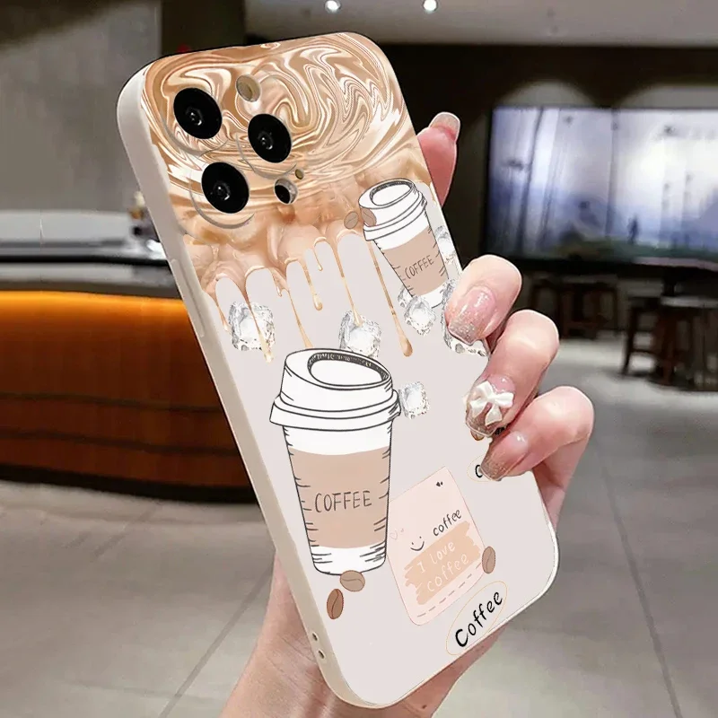 Funda de silicona para iPhone, funda Premium Feeling Ice Cube Coffee para iPhone 15 Pro Max, 14, 13, 12, 11, XS Max, XR, X, 7, 8 Plus - imagen 5