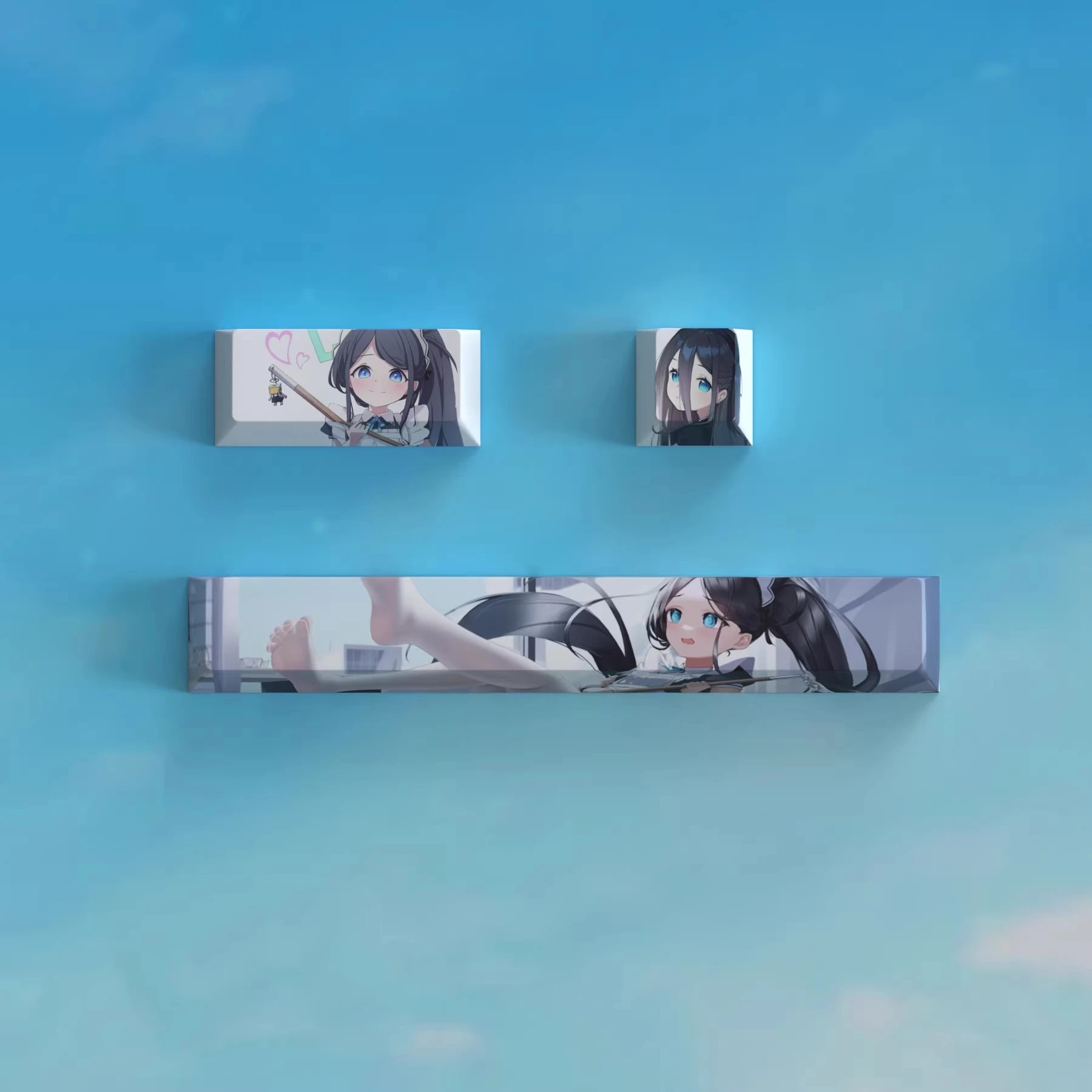 Juego de 3 teclas de archivo azul, barra espacial 6.25U ESC 2.25U, teclas de entrada, subcama de tinte PBT, juegos de dibujos animados de Anime, perfil de cereza - imagen 4