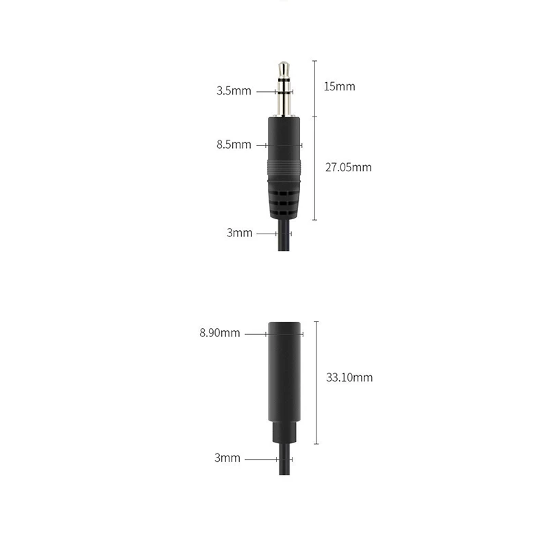 Nuevo conector auxiliar macho hembra de 3,5mm, 3 pines, 4 pines, 0,3 m, 1m, Cable de extensión de Audio, línea de cabeza auxiliar, Cable de Audio estéreo Diy de 3,5mm - imagen 4