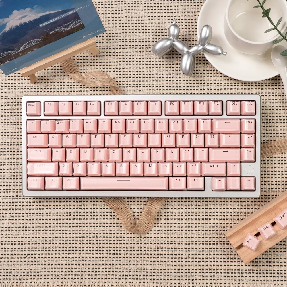 Teclas translúcidas grabadas con gelatina de cristal OEM, teclas PBT + PC, color rosa y negro, adecuadas para teclados mecánicos - imagen 4