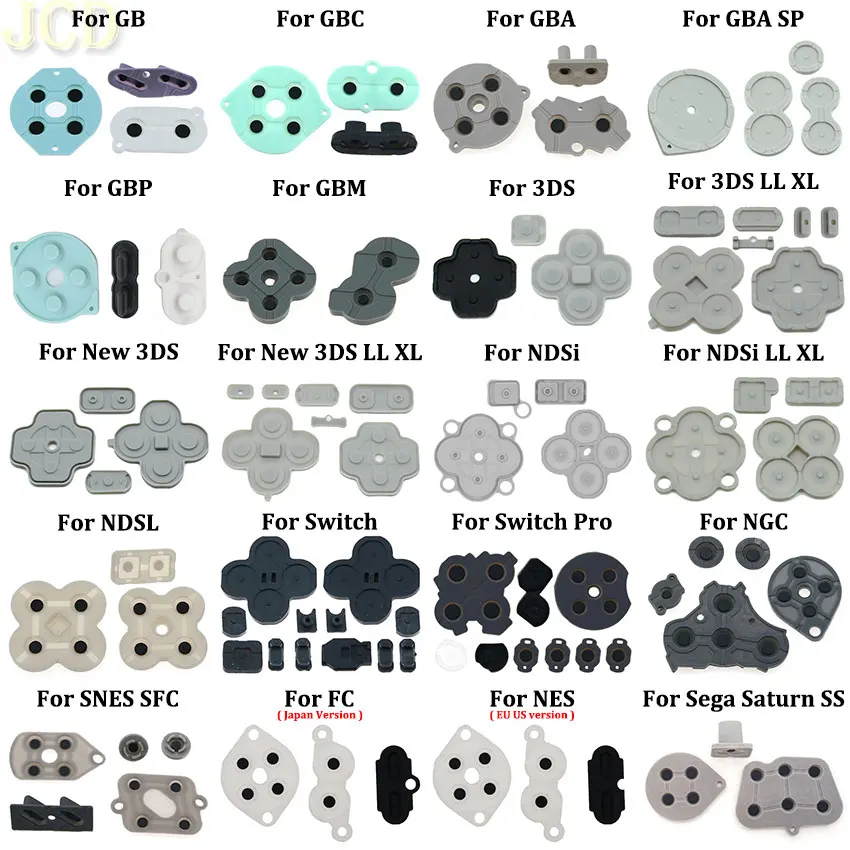 Botones conductores de goma de silicona JCD A B D Dad para GB GBA SP GBC GBP GBM NDSL NDSi nuevo 3DS LL XL NS Switch Pro NGC SNES NES