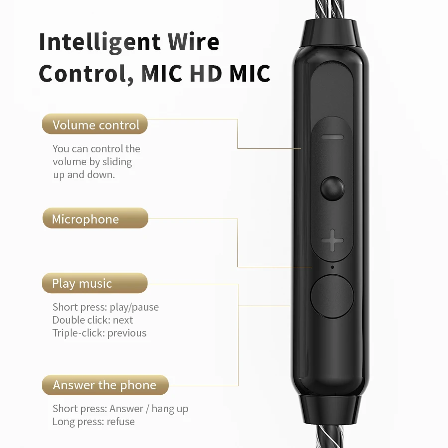 QKZ-Auriculares deportivos SK8, audífonos de música con micrófono y conector de 3,5mm, con cable, HiFi, con cancelación de ruido de graves, para correr, para Xiaomi y Samsung - imagen 5