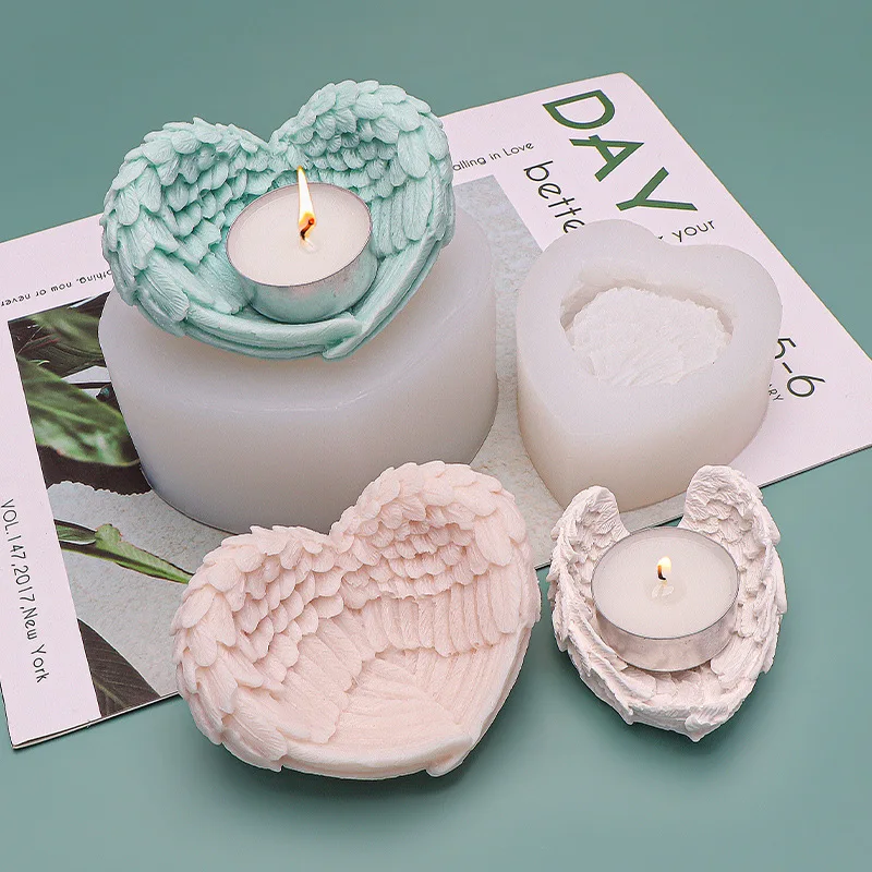 JCD-Molde de silicona con forma de ala de amor de Ángel, difusor de coche, piedra, adornos epoxi para oficina, portavelas, molde, suministros para fabricación de velas - imagen 4