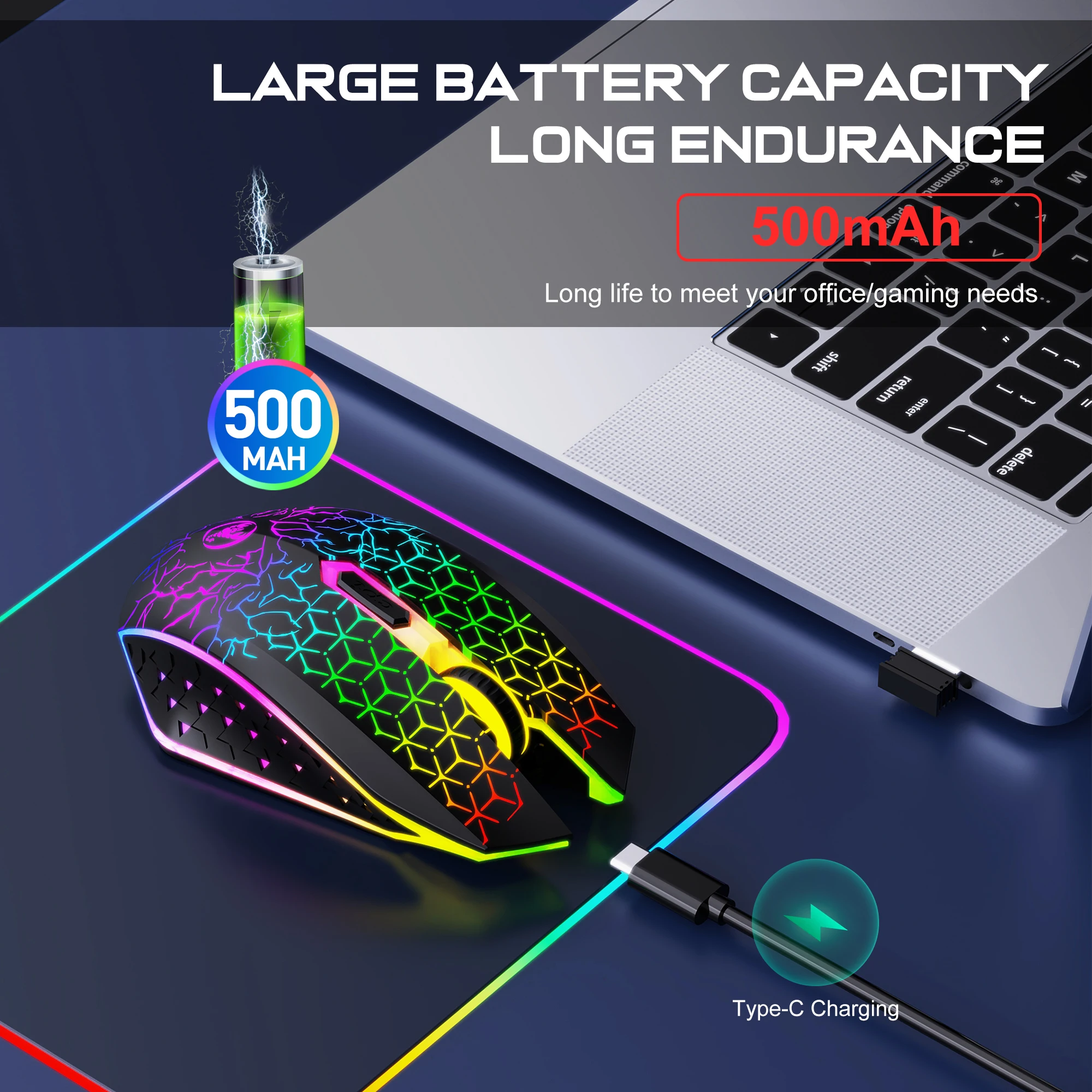 Ratón para juegos Bluetooth de modo Dual, recargable, 2,4G, USB, inalámbrico, retroiluminado RGB, para iPad, teléfono, tableta, ordenador portátil - imagen 3