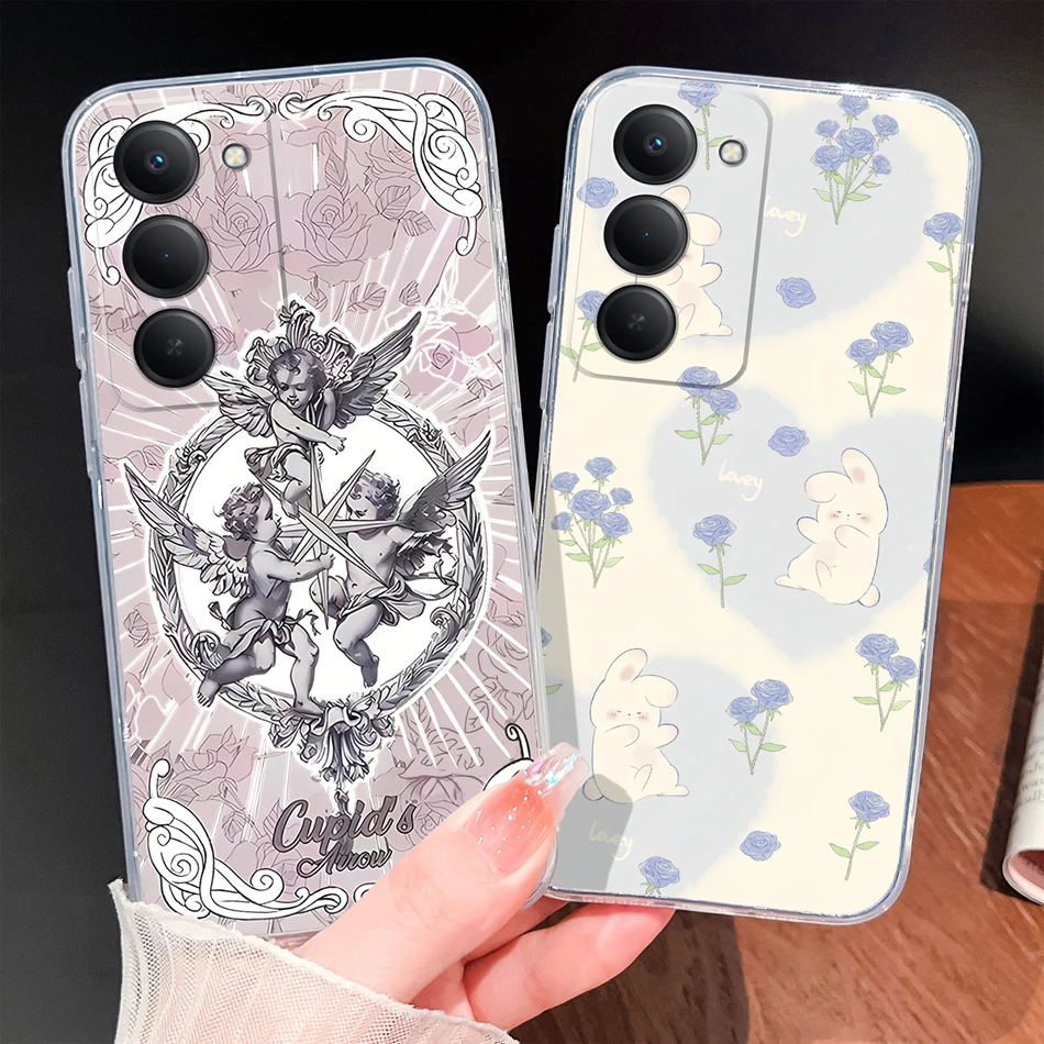 Para Redmi 15 4G 5G funda de teléfono con patrones de gato y flores carcasa transparente para Redmi15 funda protectora ligera de silicona TPU suave - imagen 3