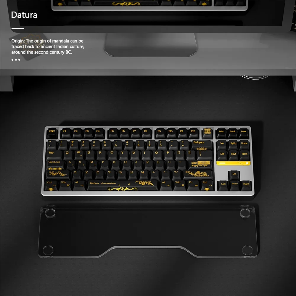 Datura-Juego de teclas de oro negro, 180 teclas PBT + PC, tapa de teclado translúcida personalizada, perfil de cereza, teclas para teclado mecánico - imagen 5