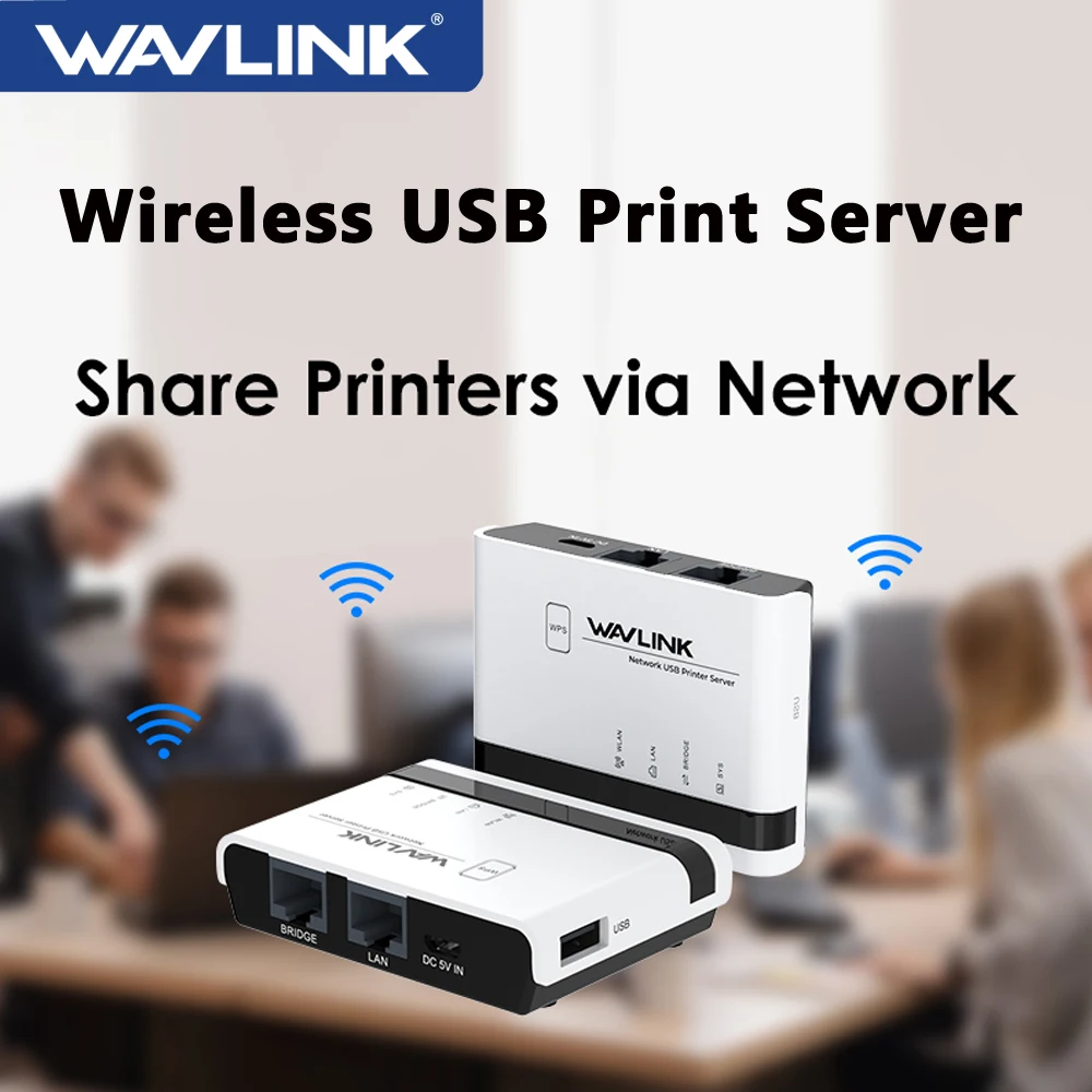 WAVLINK-servidor de impresora inalámbrico USB, dispositivo de impresión de red de 480Mbps, USB 2,0, WiFi, LAN/Bridge de 10/100Mbps para Windows 7/8/10/11/XP Mac - imagen 2