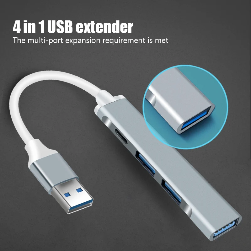 Concentrador de red de 4 puertos USB 3,0, extensor tipo C a divisor USB para ordenador portátil, accesorios OTG, estación de acoplamiento múltiple para Macbook 13 Pro Air PC - imagen 3
