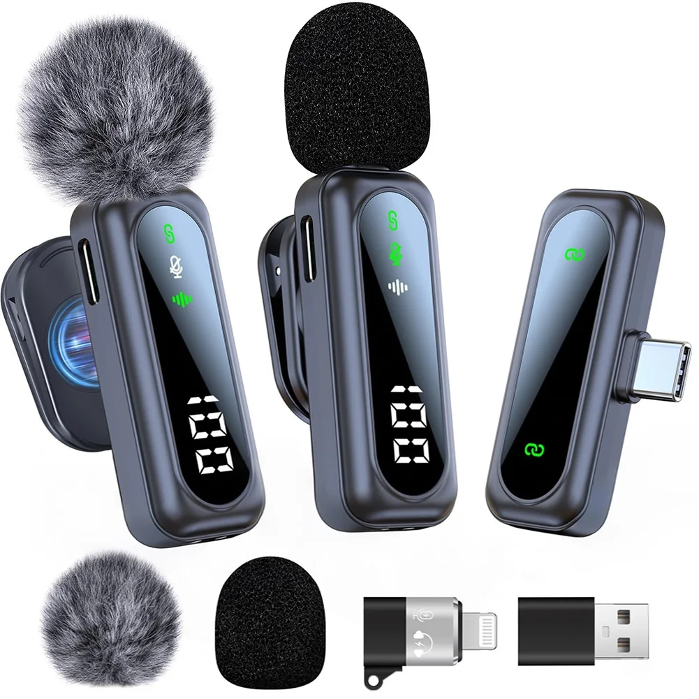Paquete de 2 micrófonos inalámbricos con cancelación de ruido Mini micrófono Plug and Play micrófono inalámbrico para grabación de vídeo Android/iPhone - imagen 4