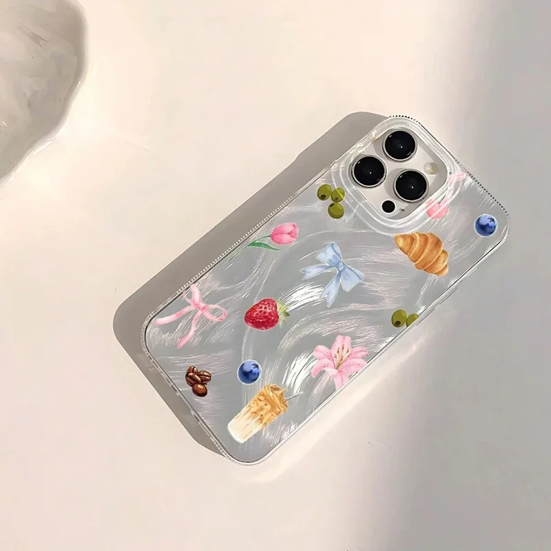 Funda de teléfono con patrón de flores y corazón con cuentas a la moda para iPhone 16/14/13/16E/12/11/15 pro Max/SE/XR/X/ XS MAX/7/8 plus - imagen 5
