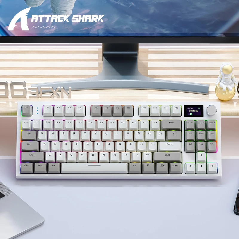 Teclado mecánico inalámbrico AttackShark K86 con pantalla a Color inteligente, perillas de Metal, controlador Cloud, intercambiable en caliente, multifunción, Bluetooth