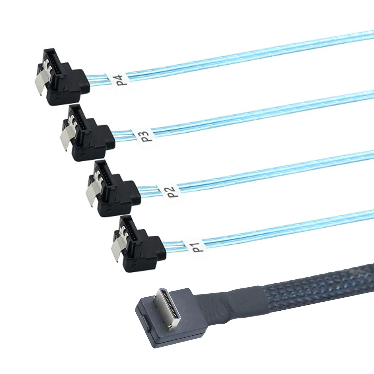 OcuLink PCIe PCI-Express SFF-8611 4i 42P macho de 90 grados a 4X SATA 7P hembra de 90 grados para Cable activo de datos SSD - imagen 3