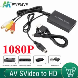 Convertidor RCA S-Video a HDMI 1080p para PS2 PS3