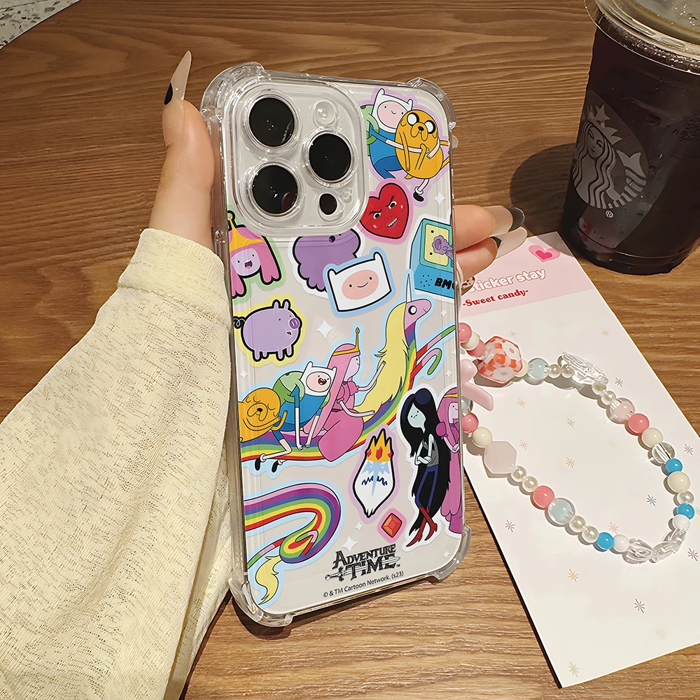 Funda de teléfono Adventure Time con pulsera para IPhone 16e 16 15 14 13 12 11 Mini Pro Max X XR XSMax 7 8 Plus cubierta transparente anticaída - imagen 4