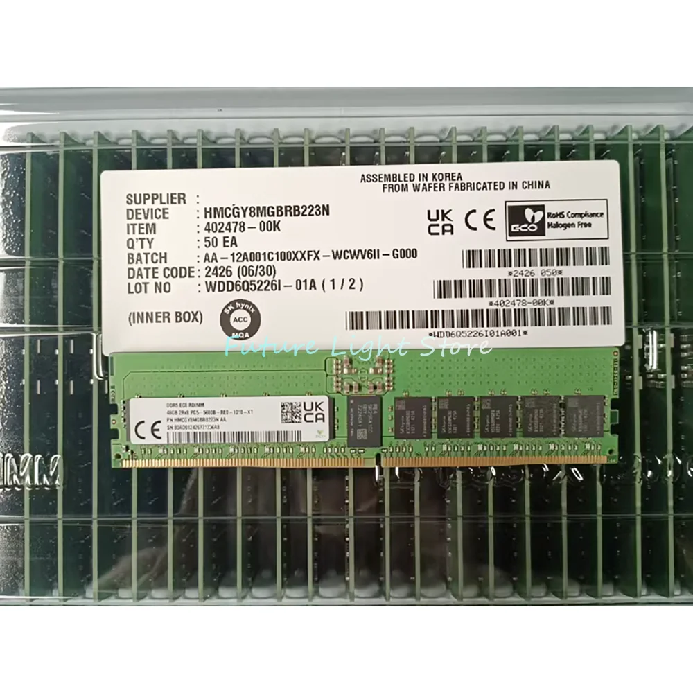 1 Uds HMCGY8MGBRB223N RAM para SK Hynix 48G 2Rx8 5600RECC 5600 48GB de memoria de servidor - imagen 4