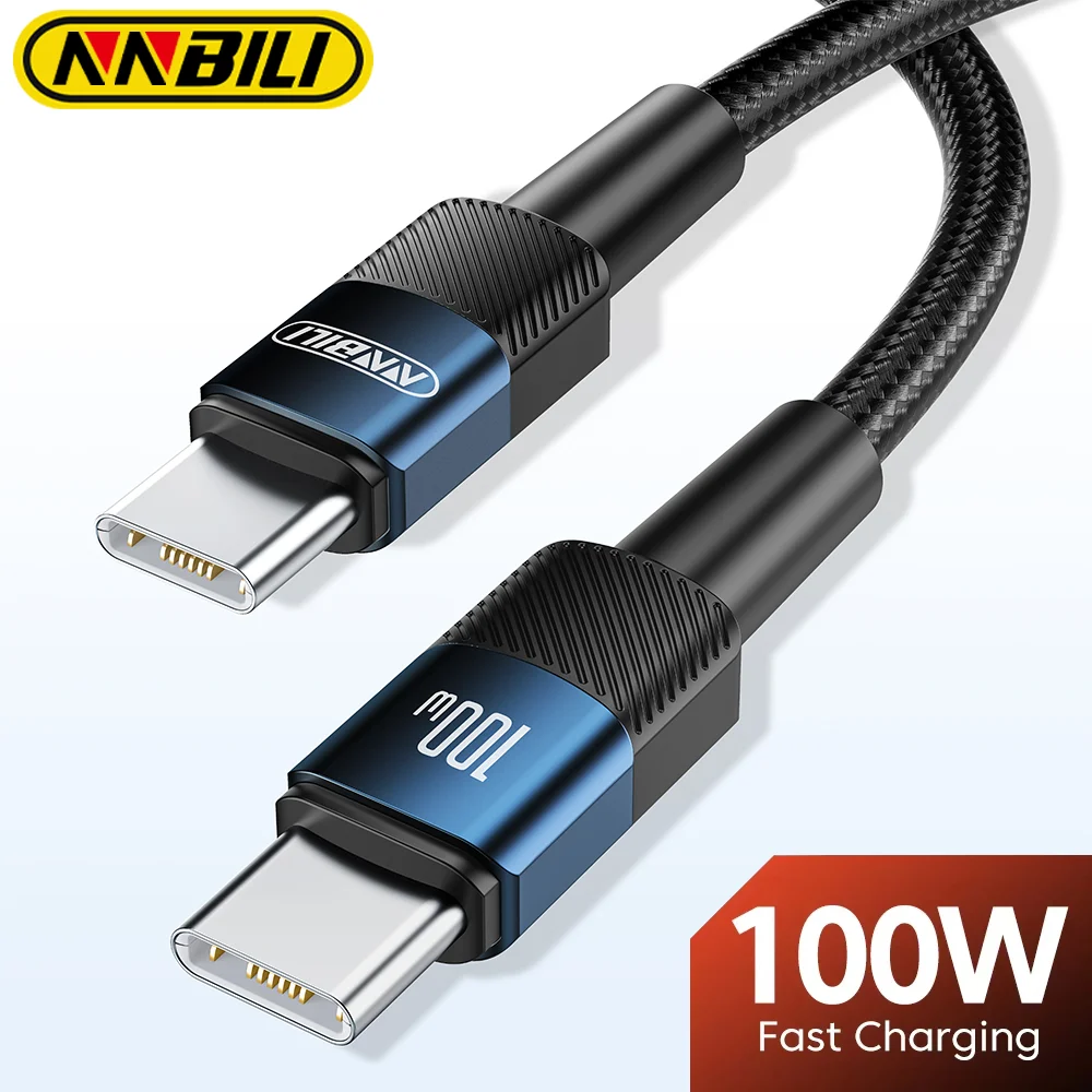 NNBILI 100W USB tipo C a USB C Cable PD cargador de carga rápida Cable tipo C para Macbook Samsung Xiaomi Cable USBC 1M 2M 