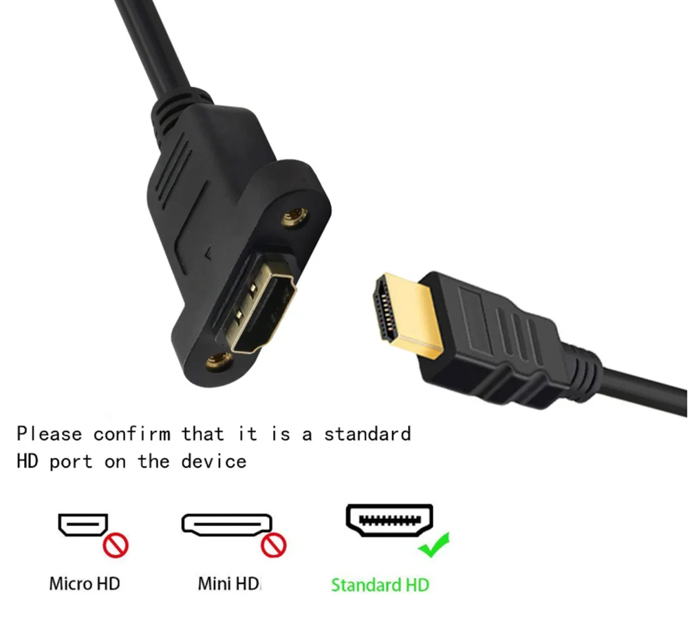 Nuevo Cable de extensión compatible con HDMI macho a hembra con montaje en Panel de tornillo 0,3 M 1080P HDTV para PSP HDTV - imagen 4