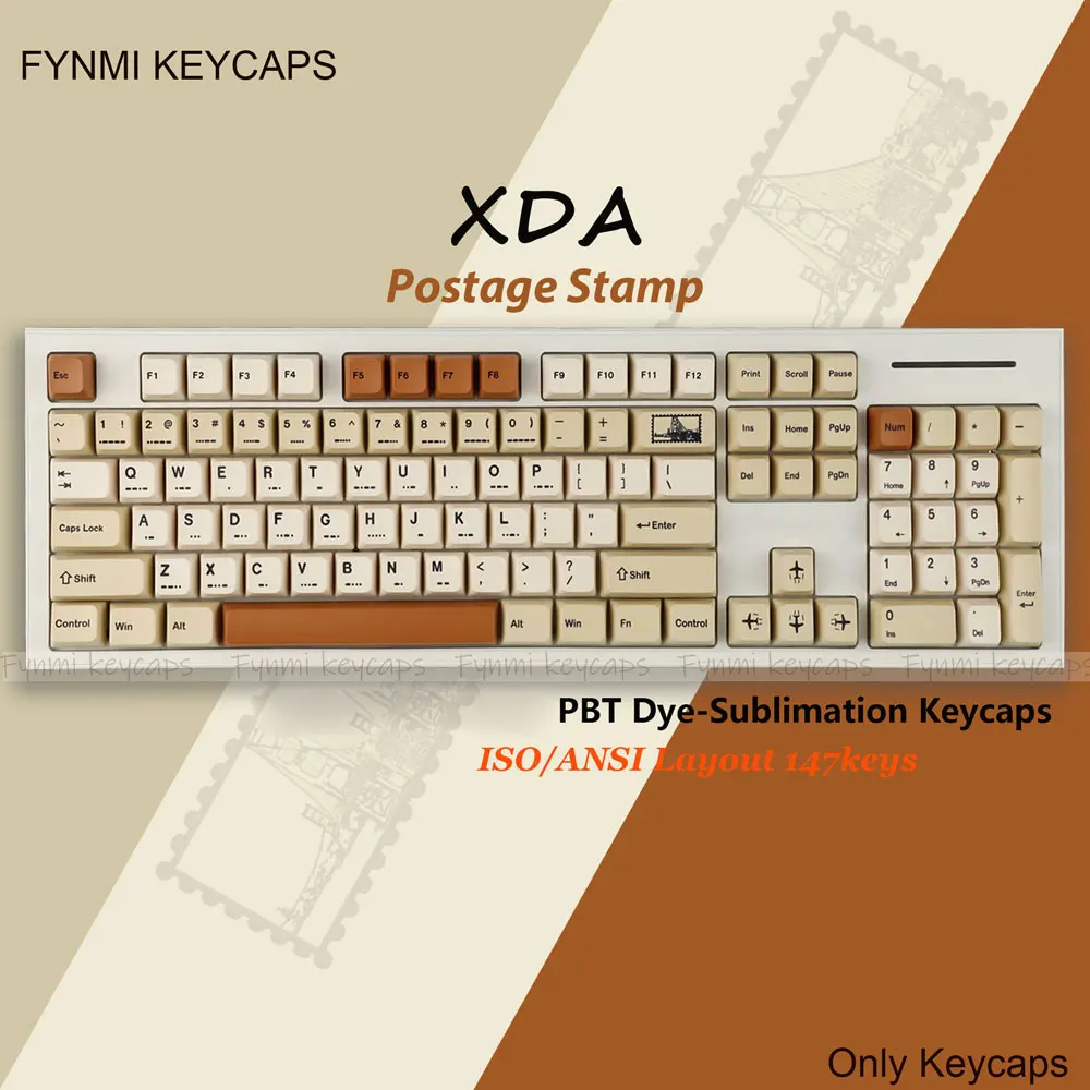 Sello postal clásico ISO/ANSI 147 teclas perfil MDA teclas de sublimación de tinte PBT para teclado de 61/68/71/75/87/98/104 teclas - imagen 4