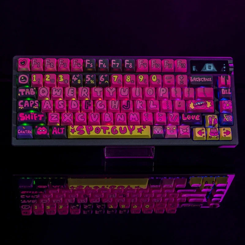 ECHOME-teclas con letras grandes para teclado mecánico, teclas con diseño Original de grafiti, 130 teclas, PBT Dye, subcama, perfil MDA - imagen 2