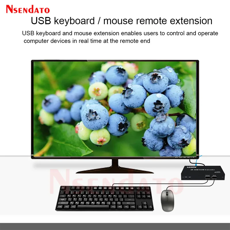 4K 60Hz HDMI 60m KVM Extender over RJ45 Ethernet Cat5e/6 USB Extender HDMI Video Transmitter Receiver kit For Mouse Keyboard - imagen 5