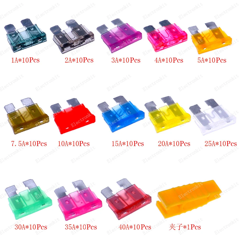 Kit surtido de fusibles de hoja media para coche, kit de caja mixta de 130 uds, 13 valores, 1A, 2A, 3A, 4A, 5A, 7,5a, 10A, 15A, 20A, 25A, 30A, 35A y 40A - imagen 2