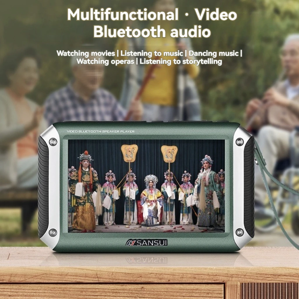 SANSUI F53 Pantalla LED de 4,3 pulgadas Radio Altavoz Bluetooth inalámbrico Radio FM portátil Ranura para tarjeta TF Reproductor de música MP4 Video Boom Box - imagen 2