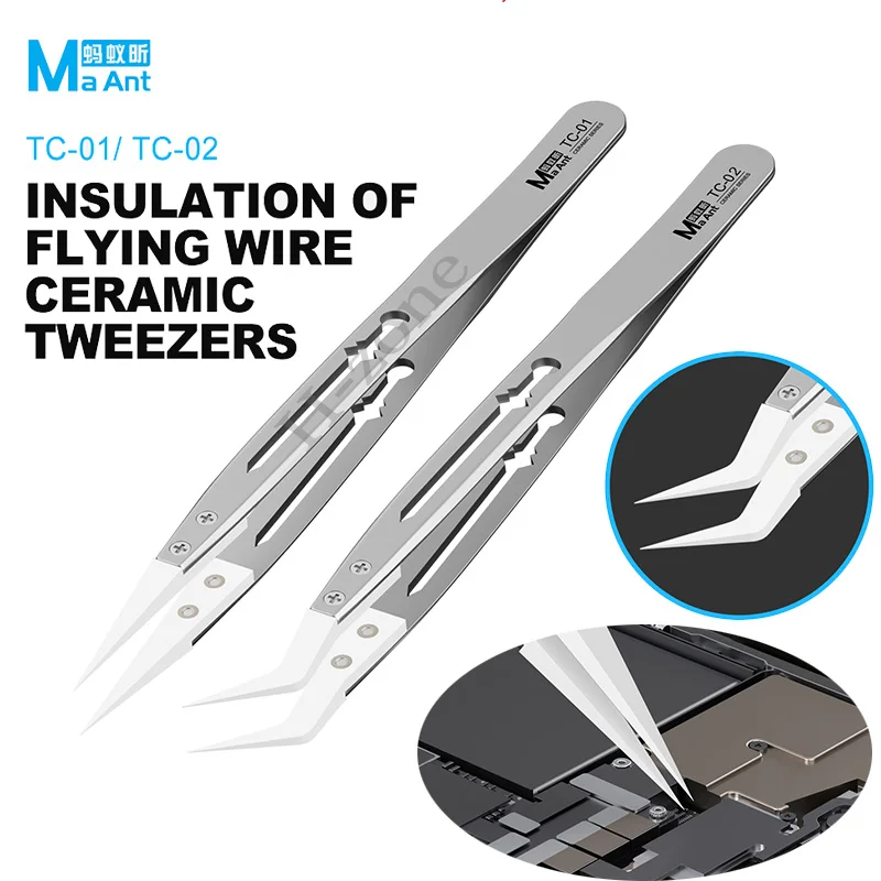 Pinzas especiales antiestáticas antimagnéticas de cerámica con aislamiento de alta precisión MaAnt TC-01 TC-02 para reparación de cables voladores de teléfono