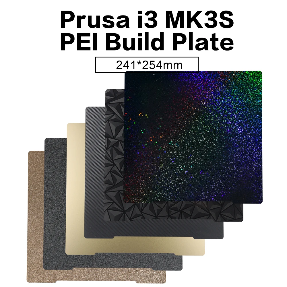 Impresora 3D de doble cara texturizada PEI, hoja de acero de resorte suave, placa de construcción PEO PEY PET, fibra de carbono para Prusa i3 MK3S + 241x254mm - imagen 3