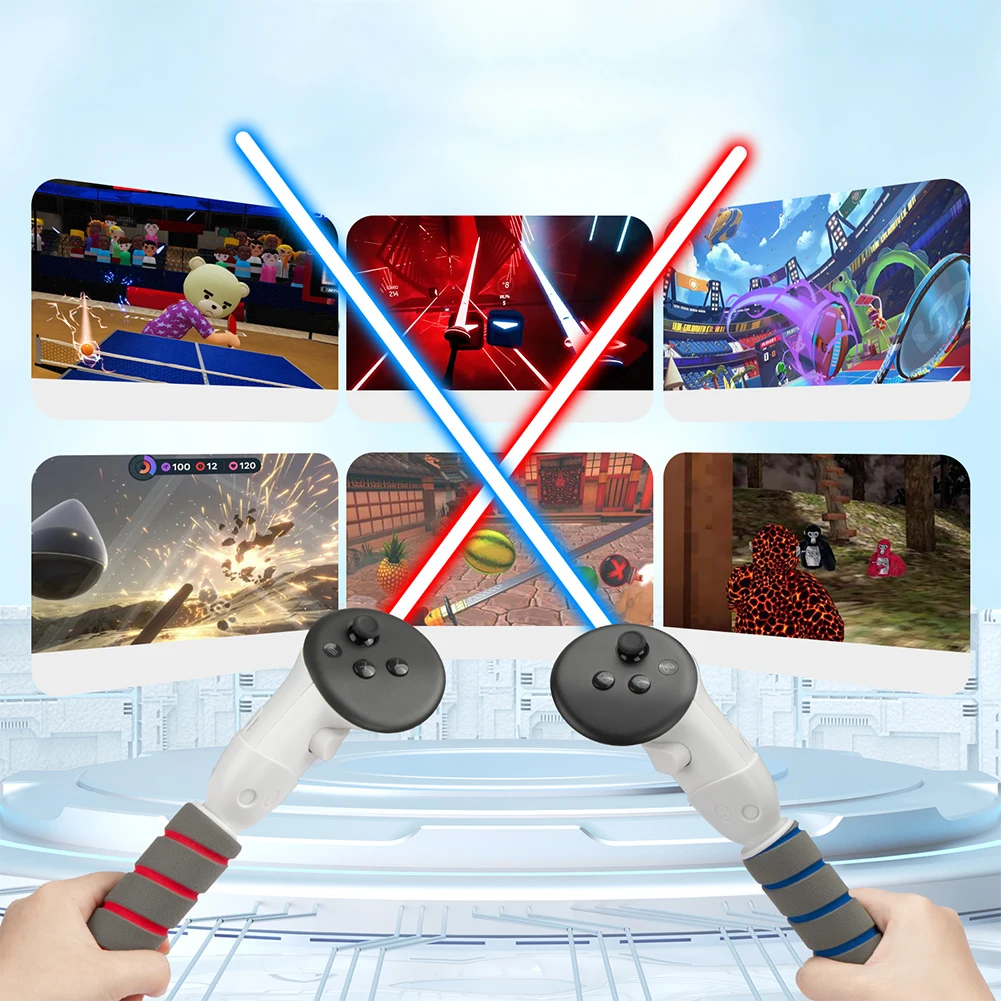 Accesorios de mango de juego VR, empuñaduras de extensión de manijas dobles, empuñaduras de extensión extensoras de mango VR para controlador Meta Quest 3S/Quest 3 - imagen 4