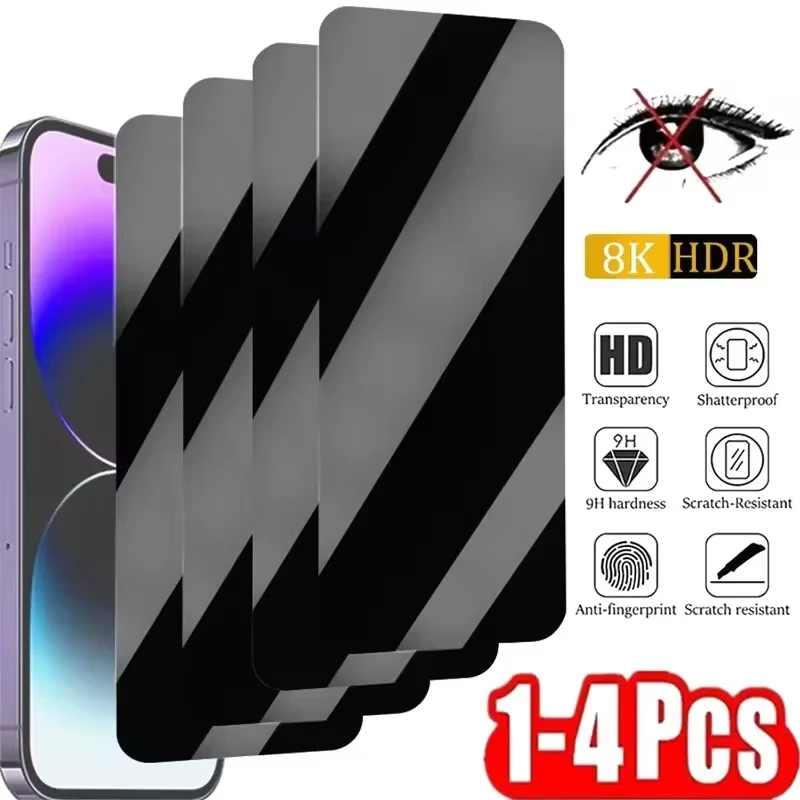1-4 Uds Protector de pantalla antiespía para Samsung A55 5G A54 A52s A34 A35 A33 A53 A72 A73 A51 A50 A70 A71 A31 vidrio templado de privacidad