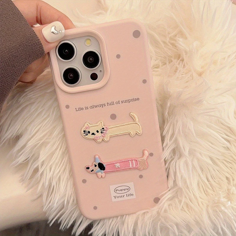 Funda de teléfono con bordado estereoscópico de dibujos animados para iPhone 17, 16, 15, 14, 13, 12, 11 Pro Max Plus, funda de silicona - imagen 5