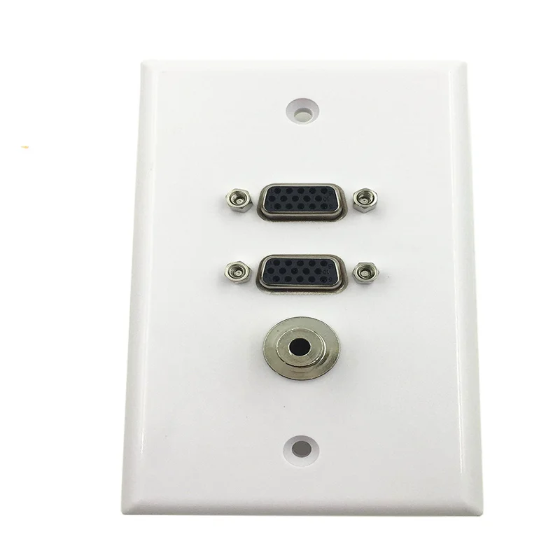 VGA hembra con componente hembra de Audio estéreo de 3,5mm, Panel de placa frontal de pared compuesto HD15 hembra y hembra de 3,5mm 115*70mm