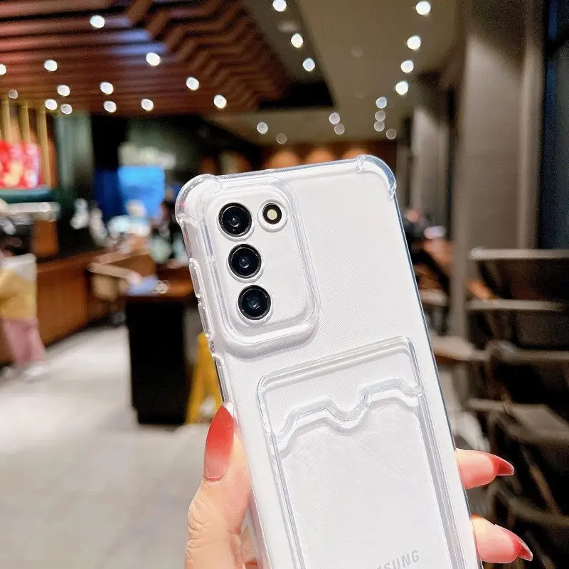 Funda con bolsa de tarjetas para Samsung Galaxy S21 S22 S23 FE S24 Plus A55 A35 A25 A15 A24 A54 A14 A34 A53 S24 Ultra 5G, funda transparente a prueba de golpes - imagen 4