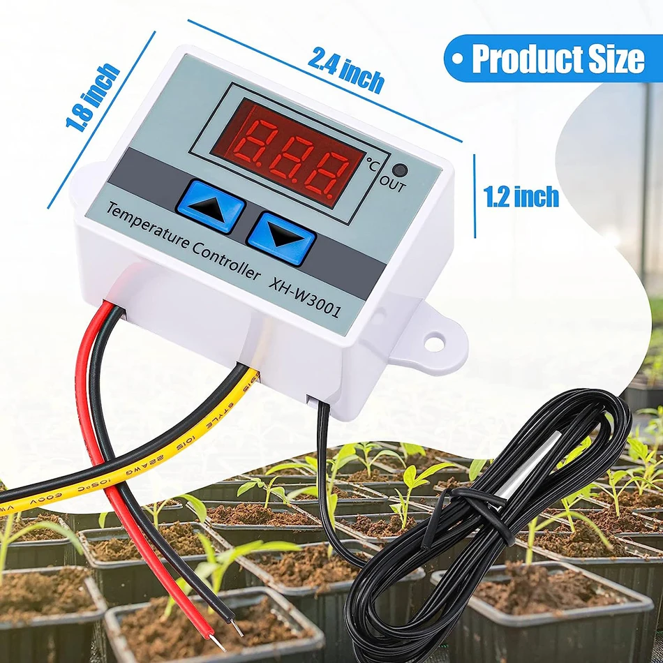 Controlador de temperatura LED Digital W3001, Control de termostato 10A con sonda de Sensor NTC, XH-W3001, 12V, 24V, 110V, 220V