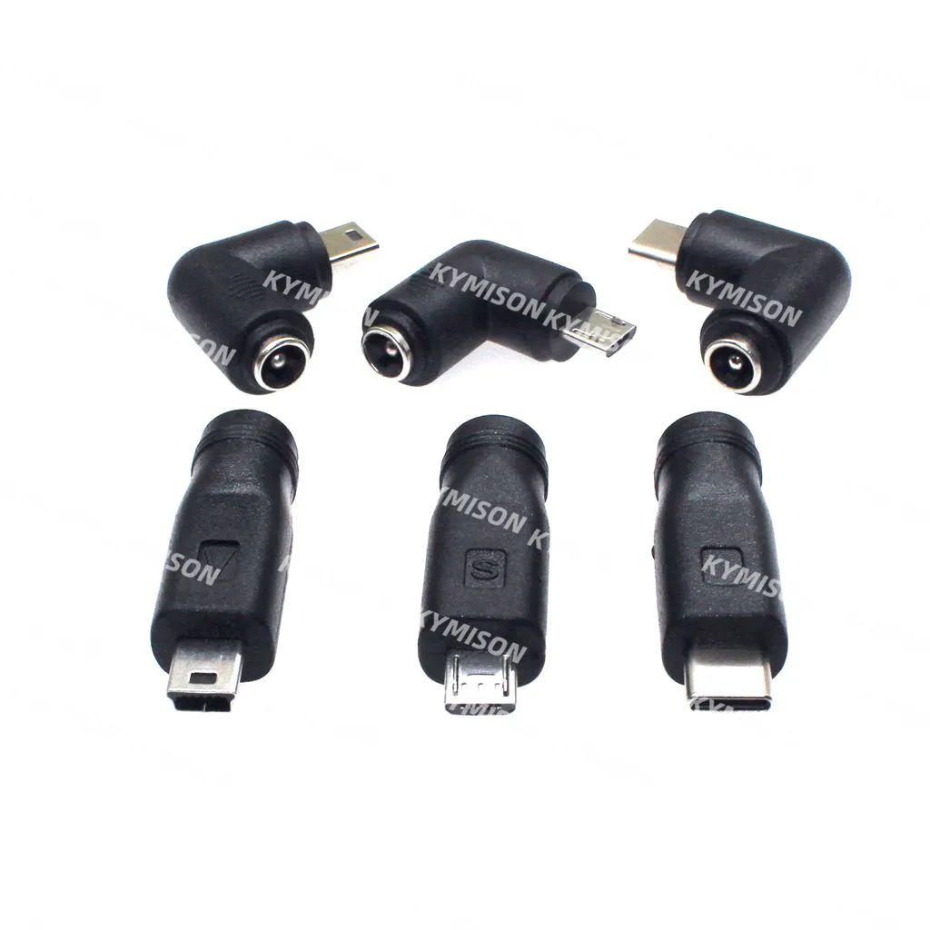 5V DC 5,5*2,1mm conector de alimentación USB tipo C USB-C tipo c 5,5mm * 2,1mm Mini USB derecho y Micro USB adaptador de conector de alimentación CC 1 Uds