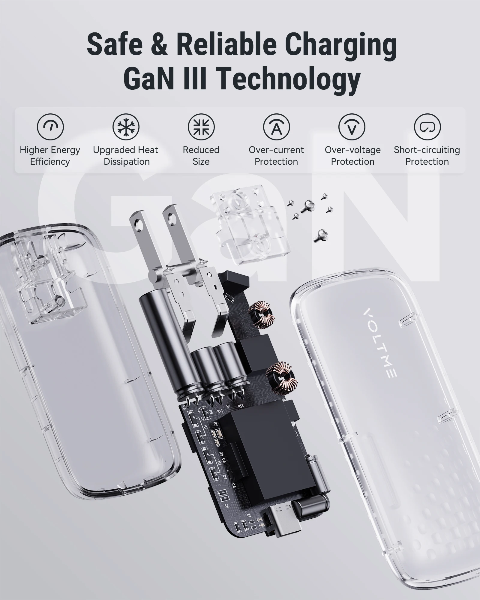 VOLTME GaN 65W cargador USB C ultrafino carga rápida 5,0 PD3.0 cargador de carga rápida cargador de teléfono para iPhone 14 Pro Max Macbook - imagen 5