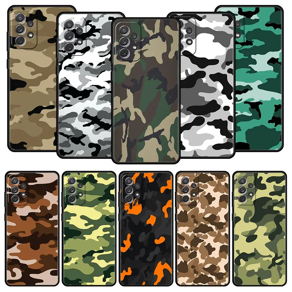 Funda militar de camuflaje para Samsung A51 A71 A21S A12 A15 A25 A31 A41 A52 A32 A23 A33 A53 A73 A03S A05S A13 5G